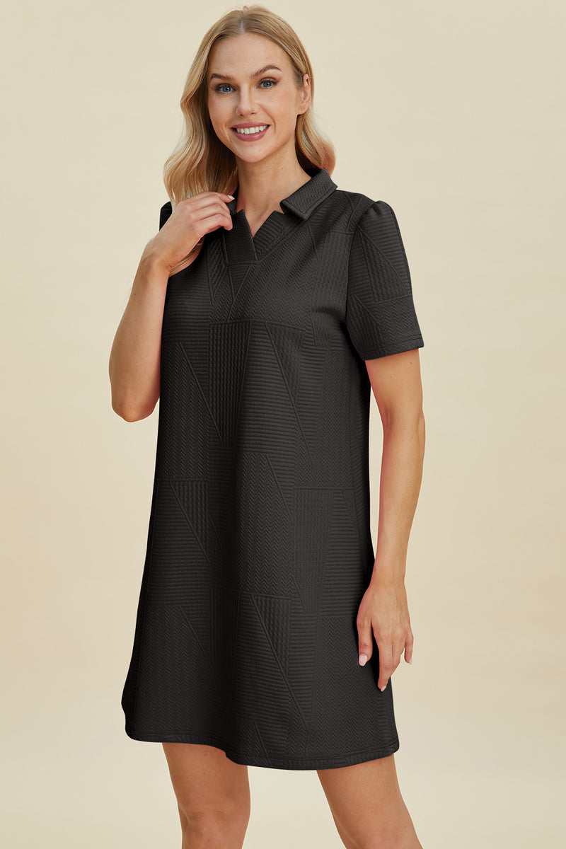 Imogen Full Size Texture Short Sleeve Dress