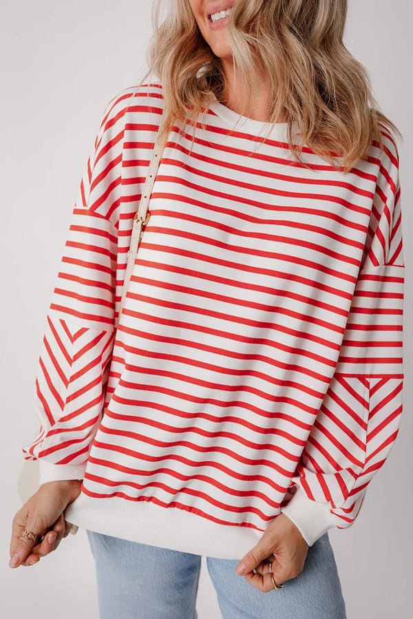 Daria Striped Dropped Shoulder Long Sleeve Sweatshirt