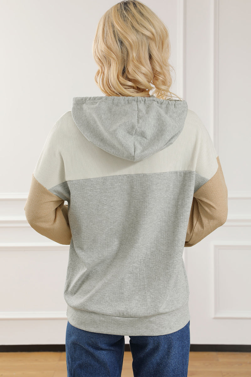 Olivia Drawstring Color Block Long Sleeve Hoodie