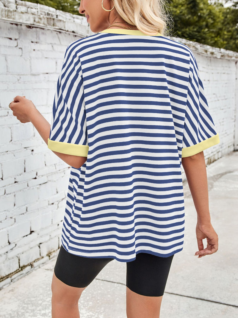 Tanya Lovelet Striped Round Neck Half Sleeve T-Shirt