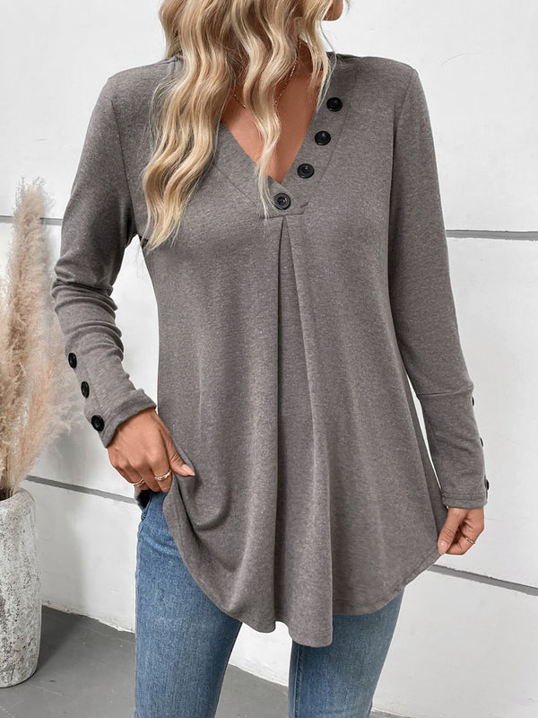 Paris Perfee V-Neck Long Sleeve T-Shirt