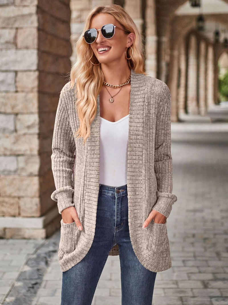 Kristina Open Front Cardigan with Pockets