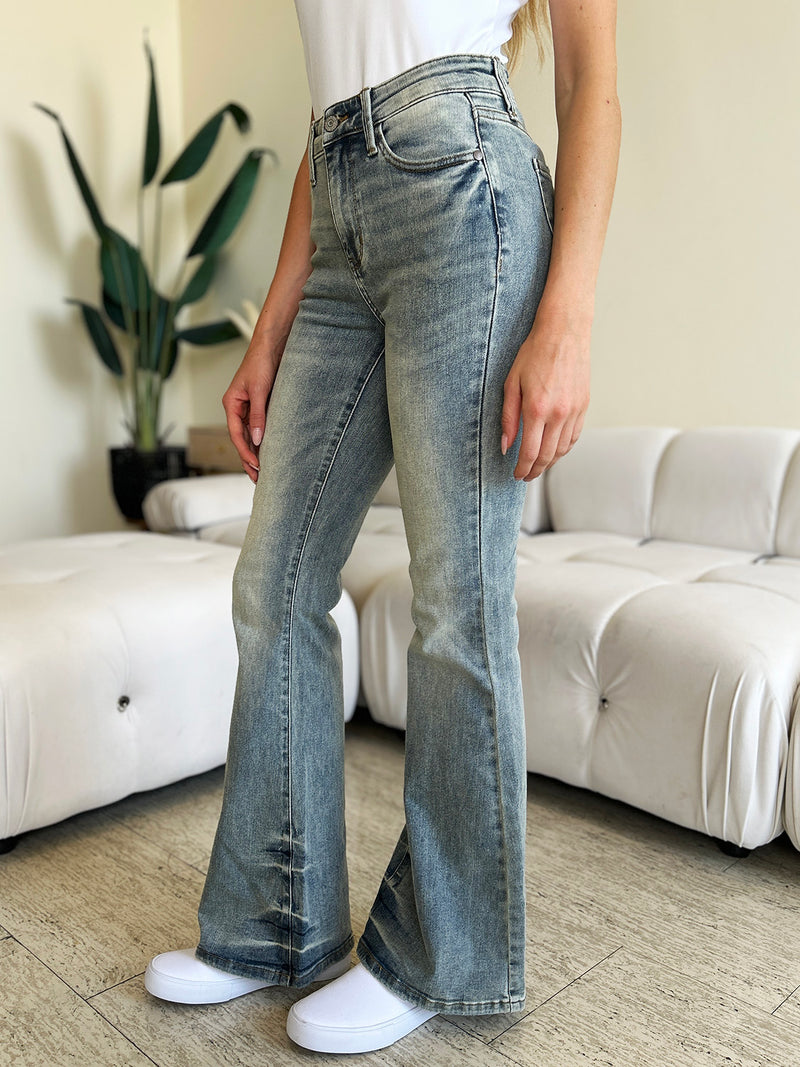 Patrick Judy Blue Full Size High Waist Flare Jeans