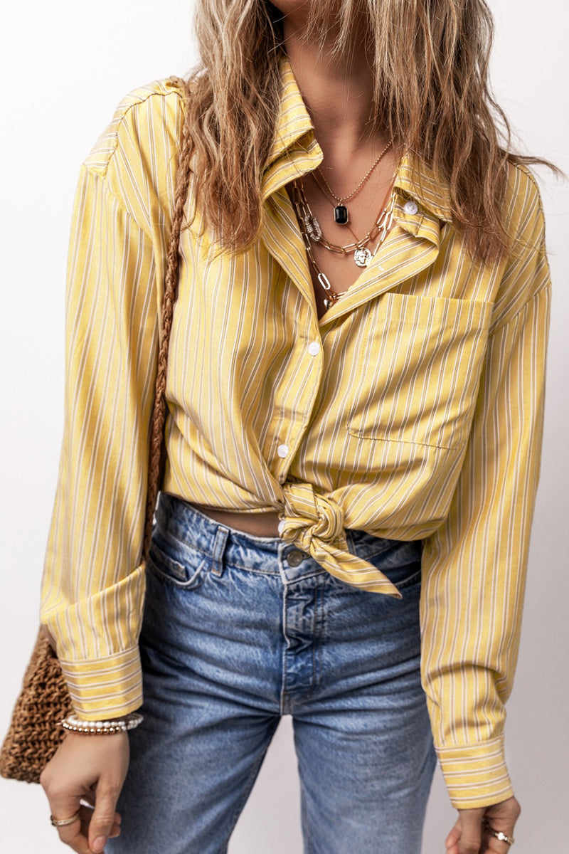 Giselle Striped Button Up Long Sleeve Shirt