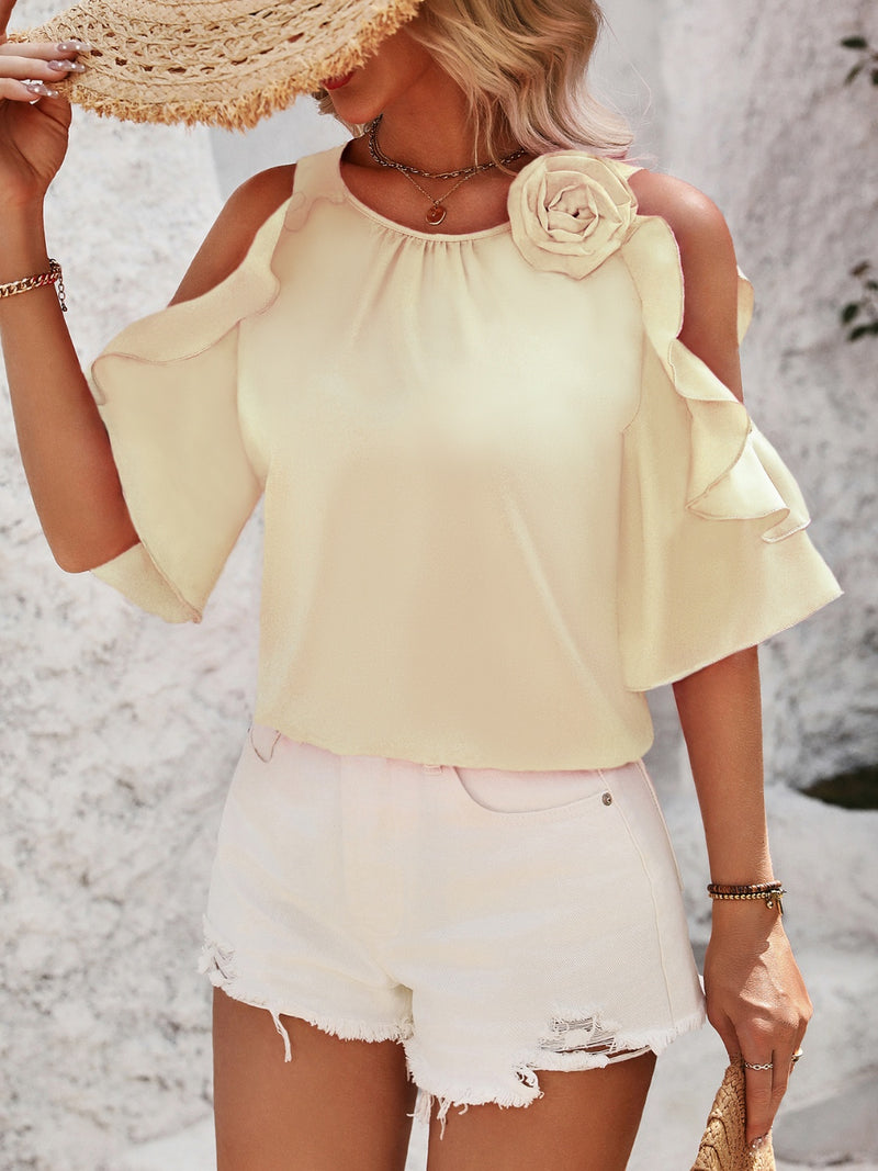 Hilary Ruffled Round Neck Half Sleeve Blouse