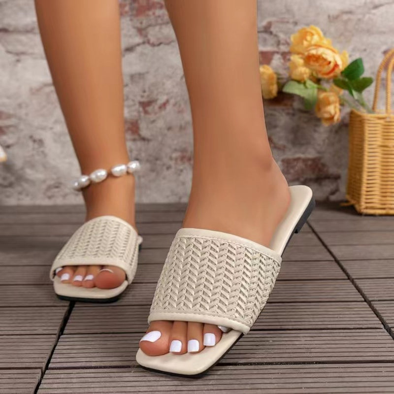 Blaire Rattan Woven Flat Sandals