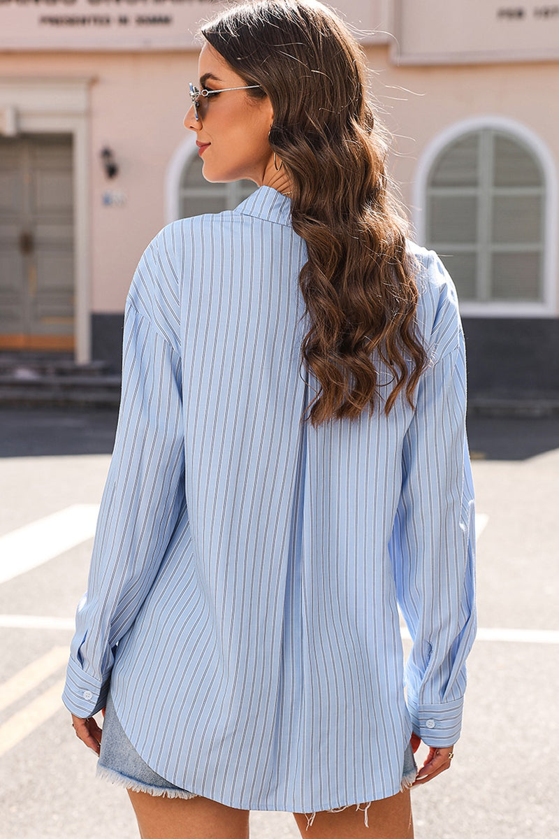 Giselle Striped Button Up Long Sleeve Shirt