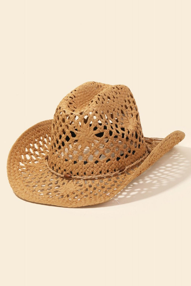 Jules Straw Weave Rope Ribbon Cowboy Hat