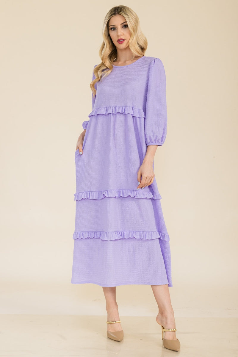 Kylie Full Size Tiered-Ruffle Midi Dress