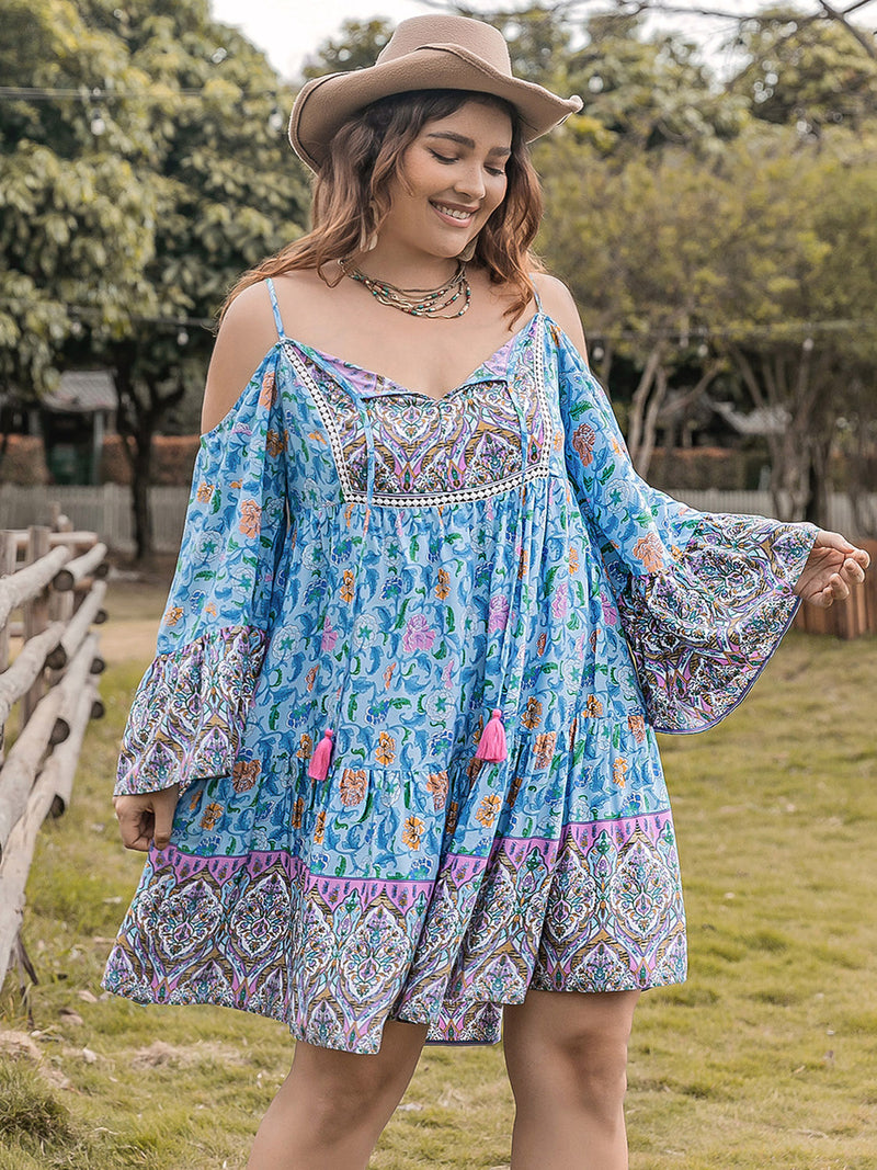 Lex Plus Size Printed Long Sleeve Mini Dress