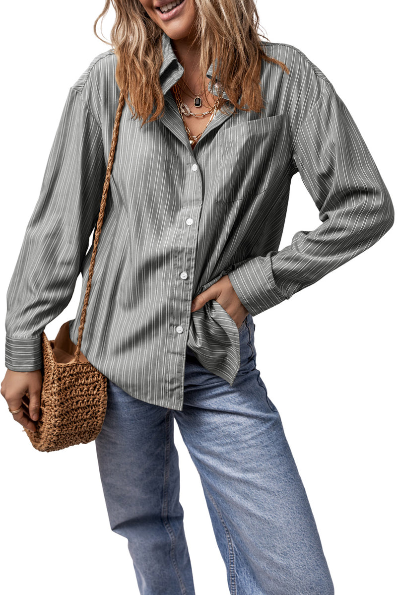 Giselle Striped Button Up Long Sleeve Shirt