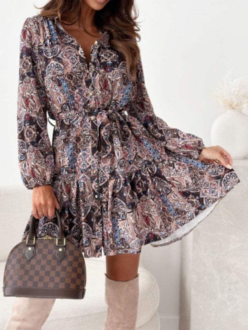 Leona Ruffle Hem Floral Long Sleeve Dress