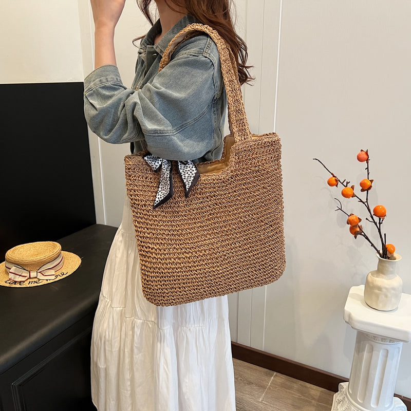 Claudia Straw Woven Tote Bag