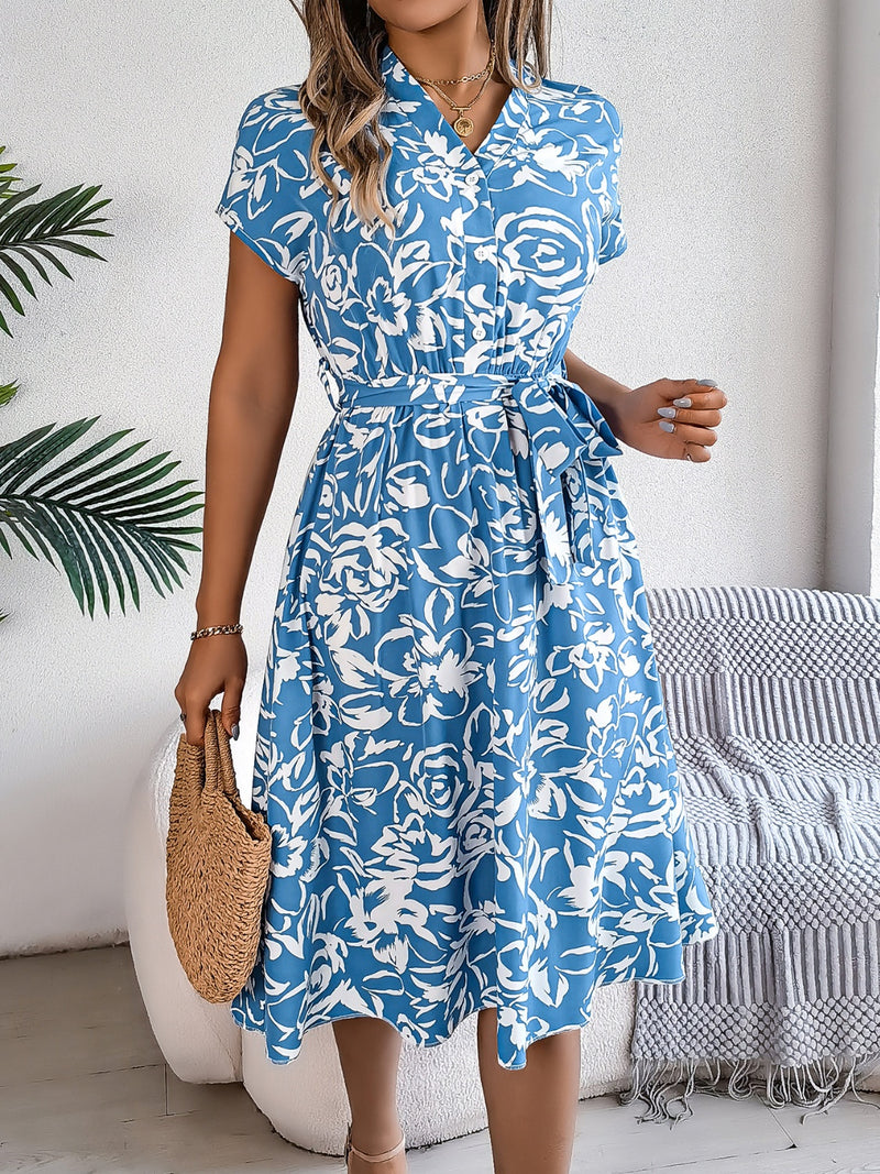 Harrison Printed V-Neck Short Sleeve Dress