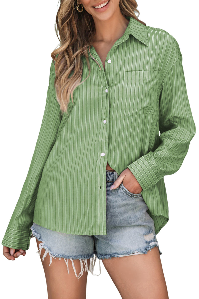 Giselle Striped Button Up Long Sleeve Shirt