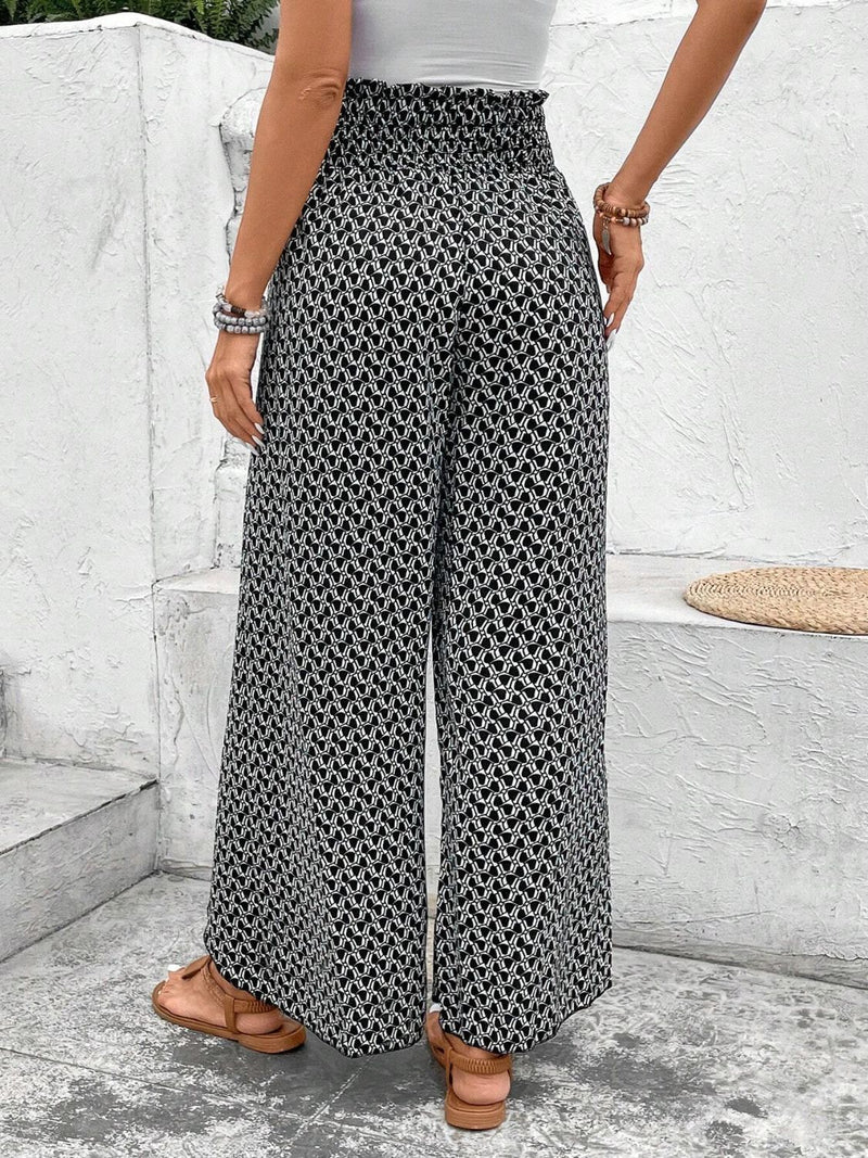 Tally Tied Printed Wide Leg Pants