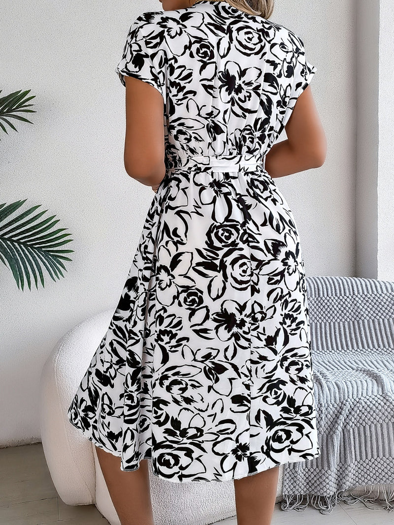 Harrison Printed V-Neck Short Sleeve Dress