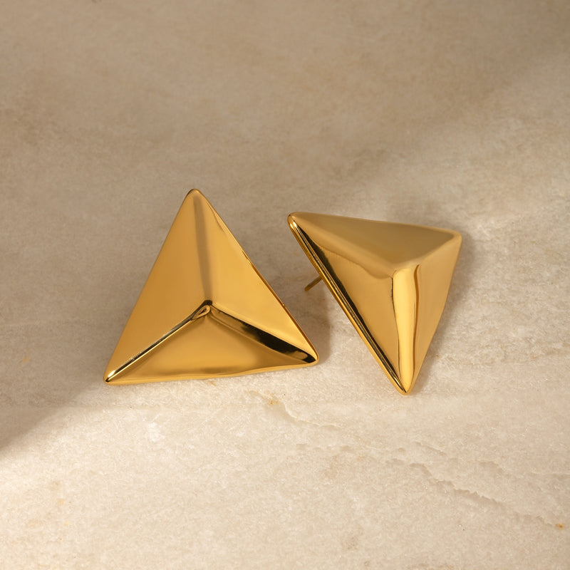 Nyra Stainless Steel 3D Triangle Earrings