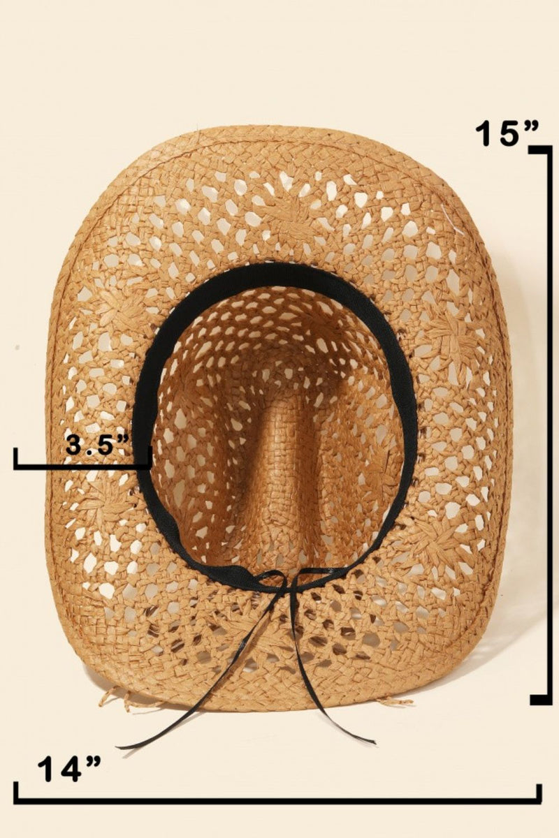 Jules Straw Weave Rope Ribbon Cowboy Hat