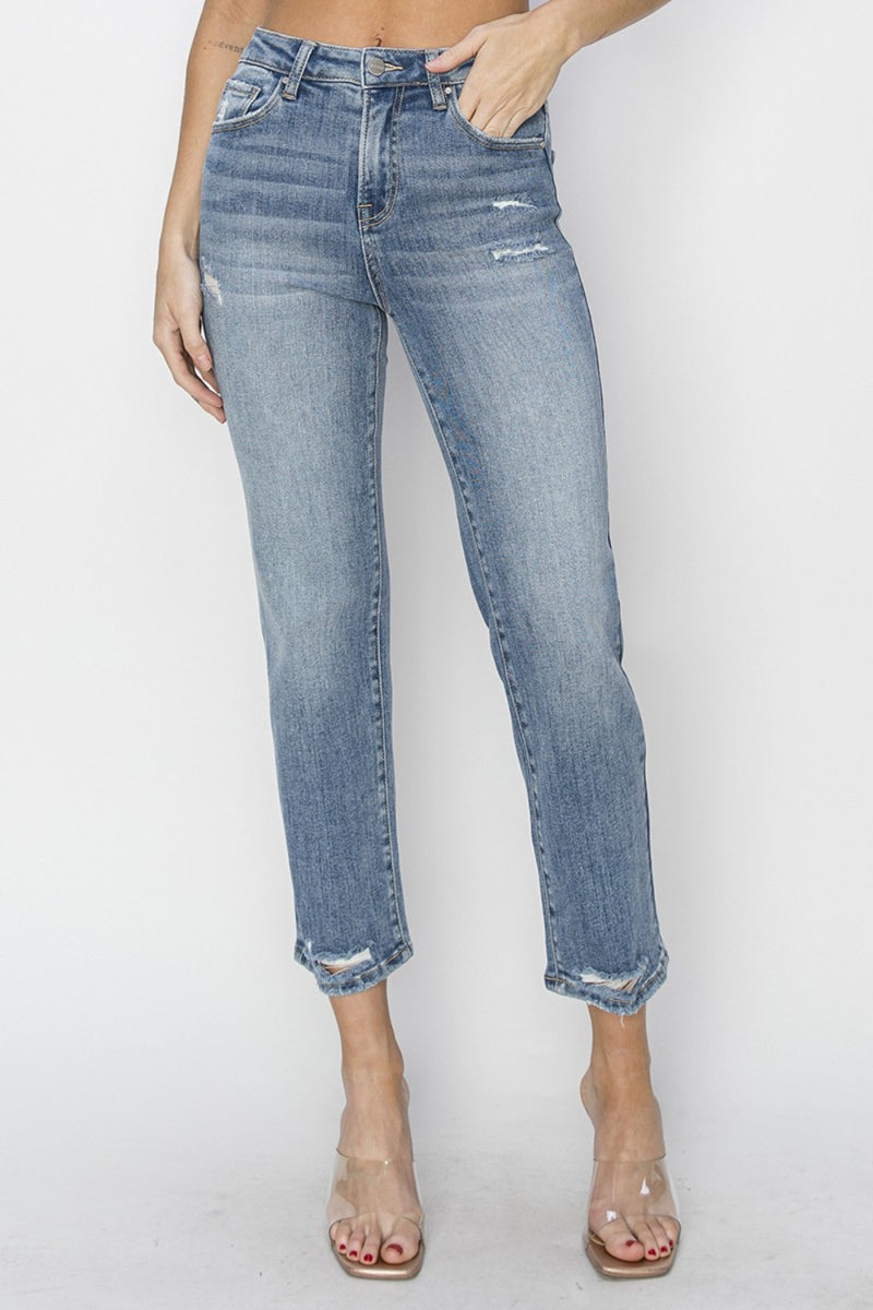 Asher Full Size High Waist Distressed Cropped Jeans