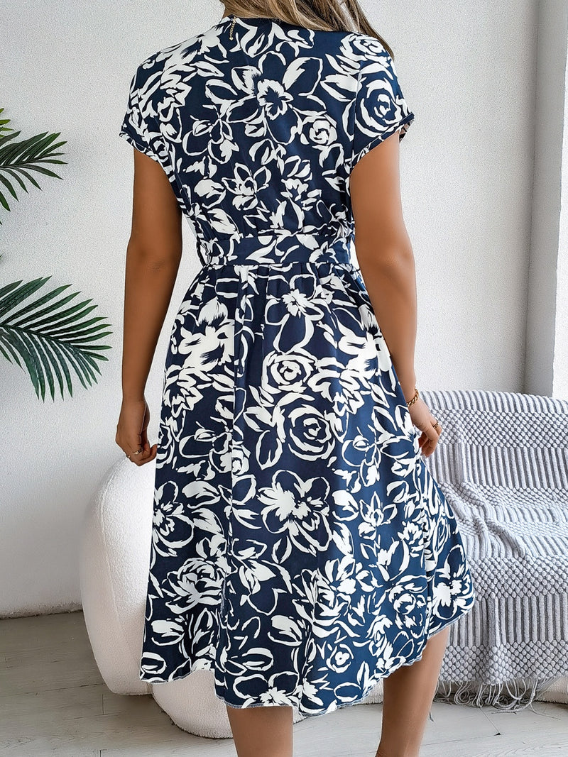 Harrison Printed V-Neck Short Sleeve Dress