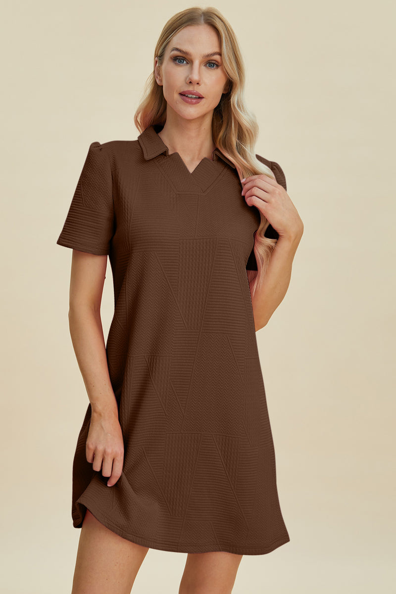 Imogen Full Size Texture Short Sleeve Dress