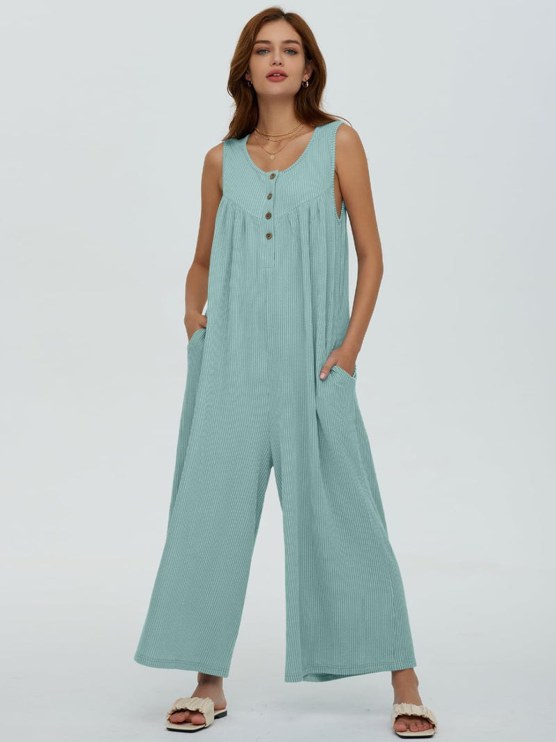 Sawyer Round Neck Wide Strap Jumpsuit