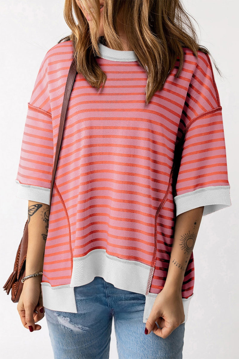 Lisa Striped Round Neck Half Sleeve T-Shirt