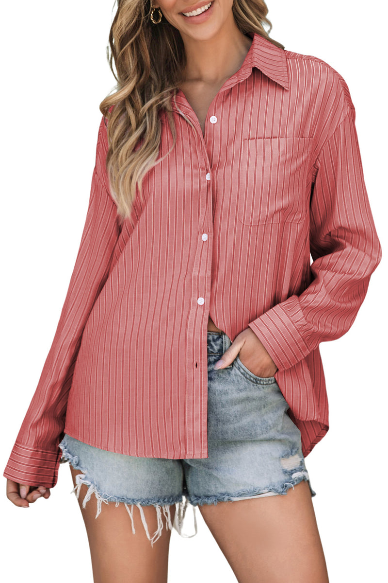 Giselle Striped Button Up Long Sleeve Shirt