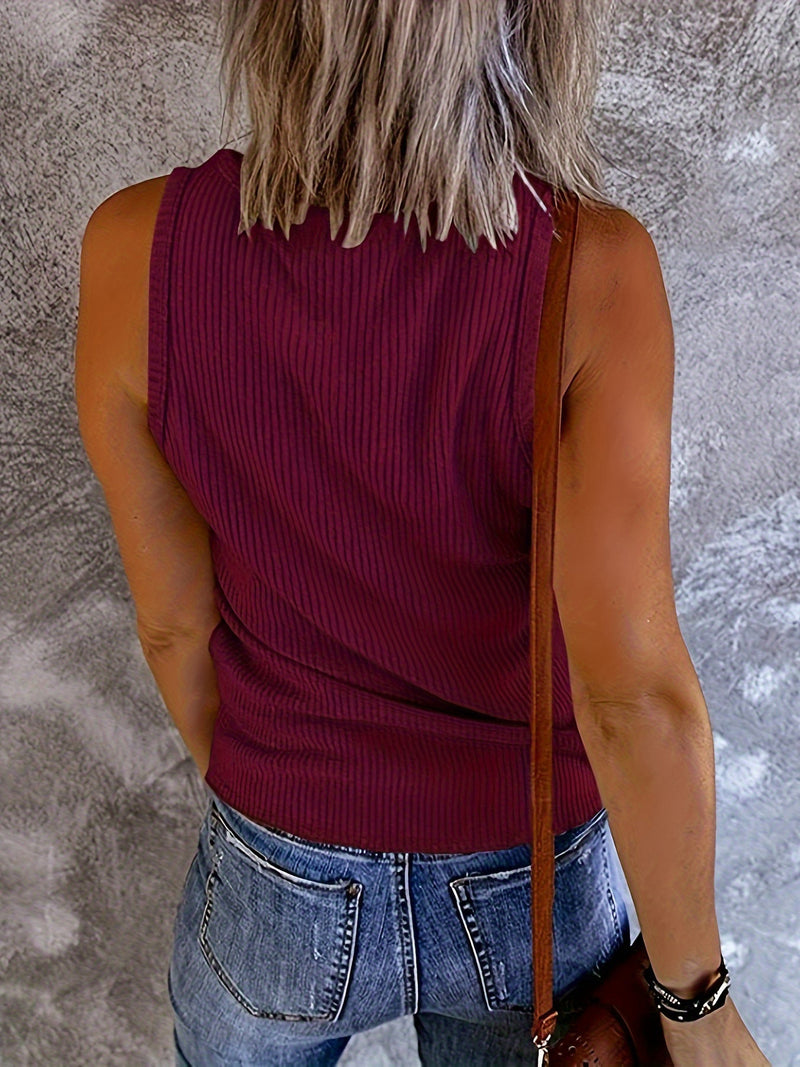 Whitney Ribbed V-Neck Wide Strap Tank