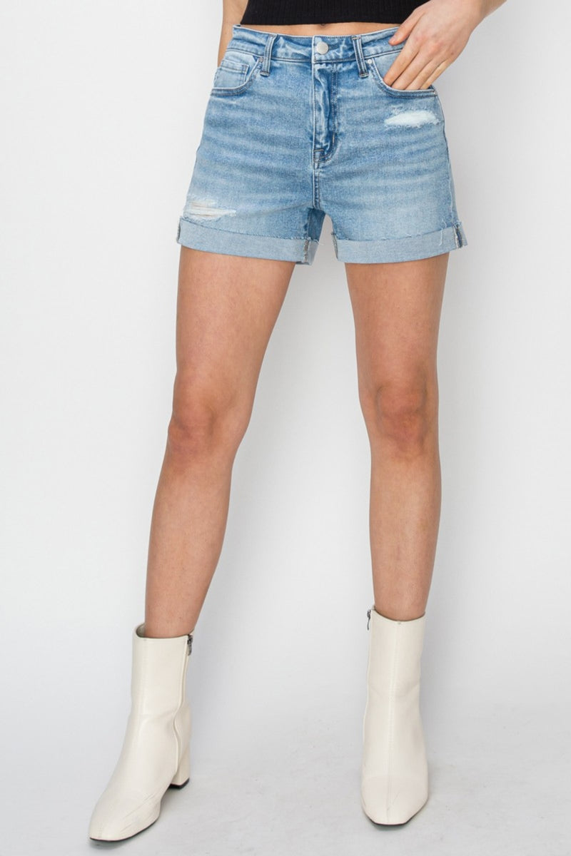 Reddington Distressed Mid-Rise Waist Denim Shorts