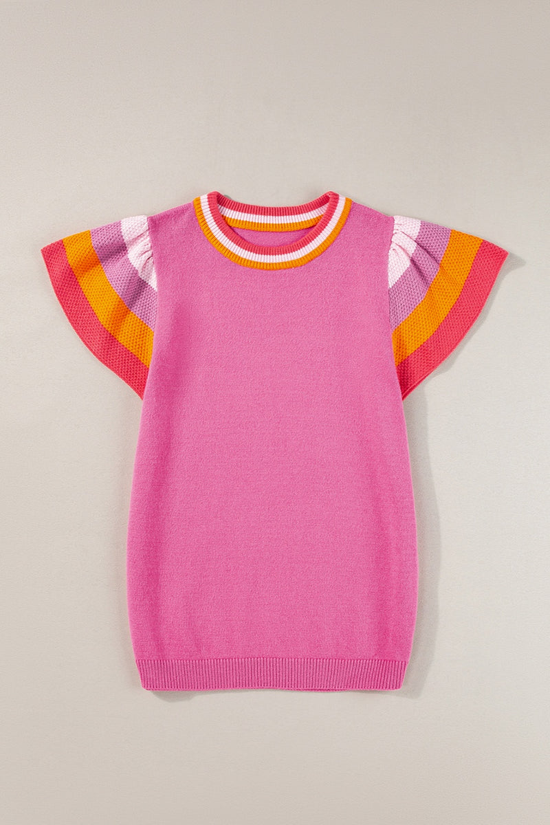 Blaire Color Block Round Neck Knit Top