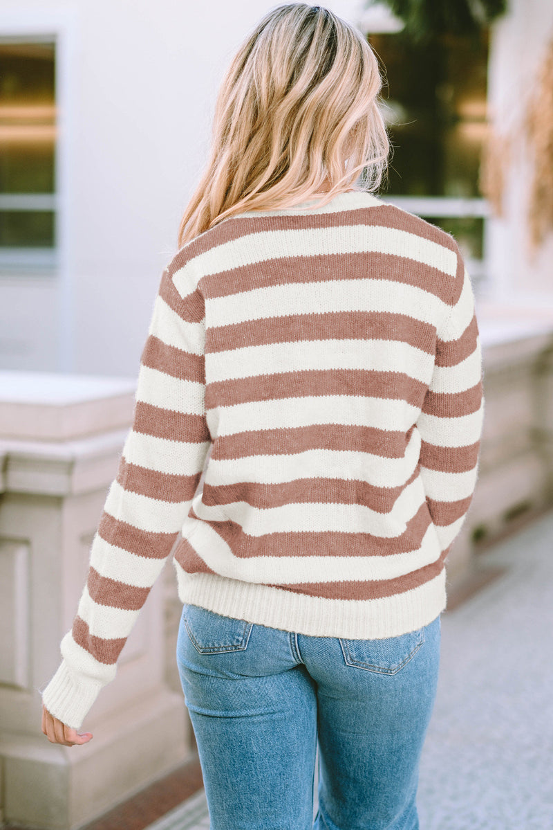 Quinn Striped Round Neck Long Sleeve Sweater