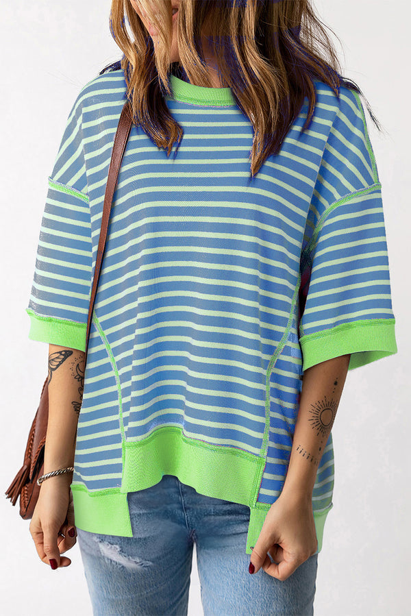 Lisa Striped Round Neck Half Sleeve T-Shirt