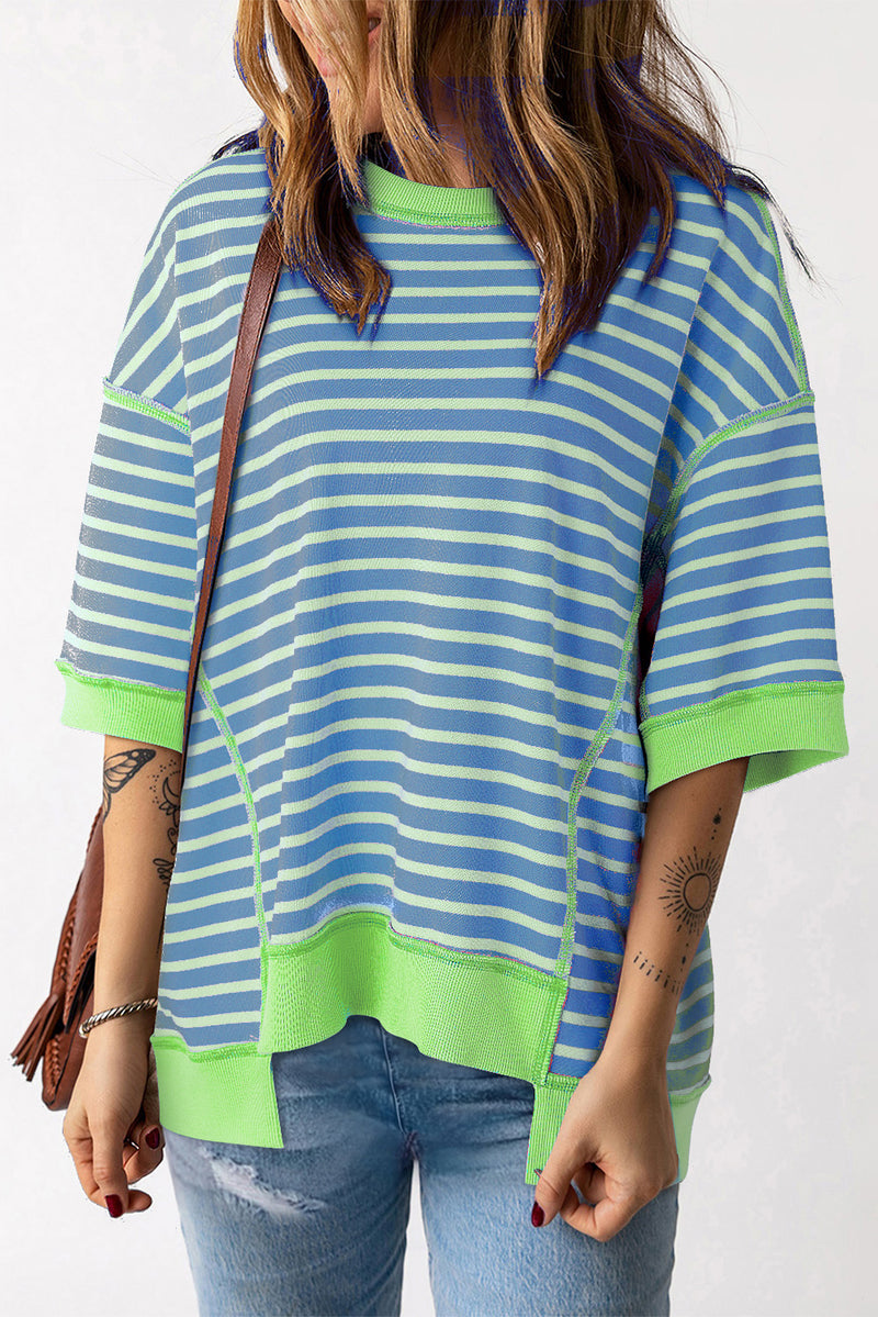 Lisa Striped Round Neck Half Sleeve T-Shirt