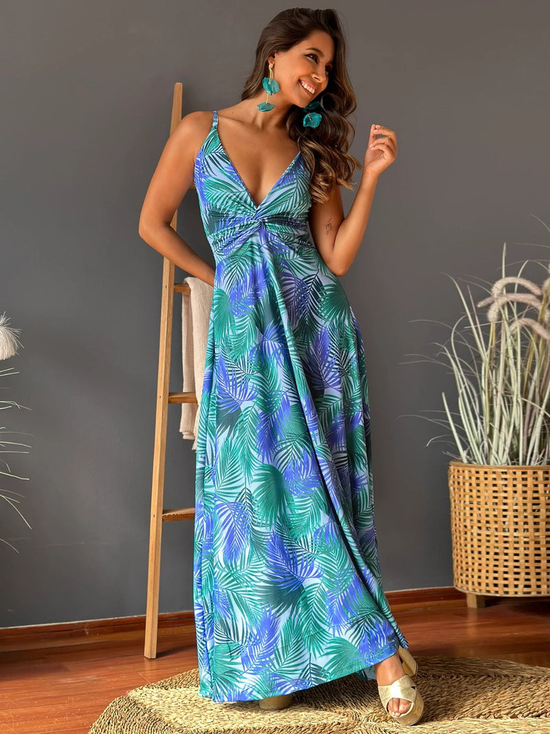 Siena Twisted Printed V-Neck Cami Dress