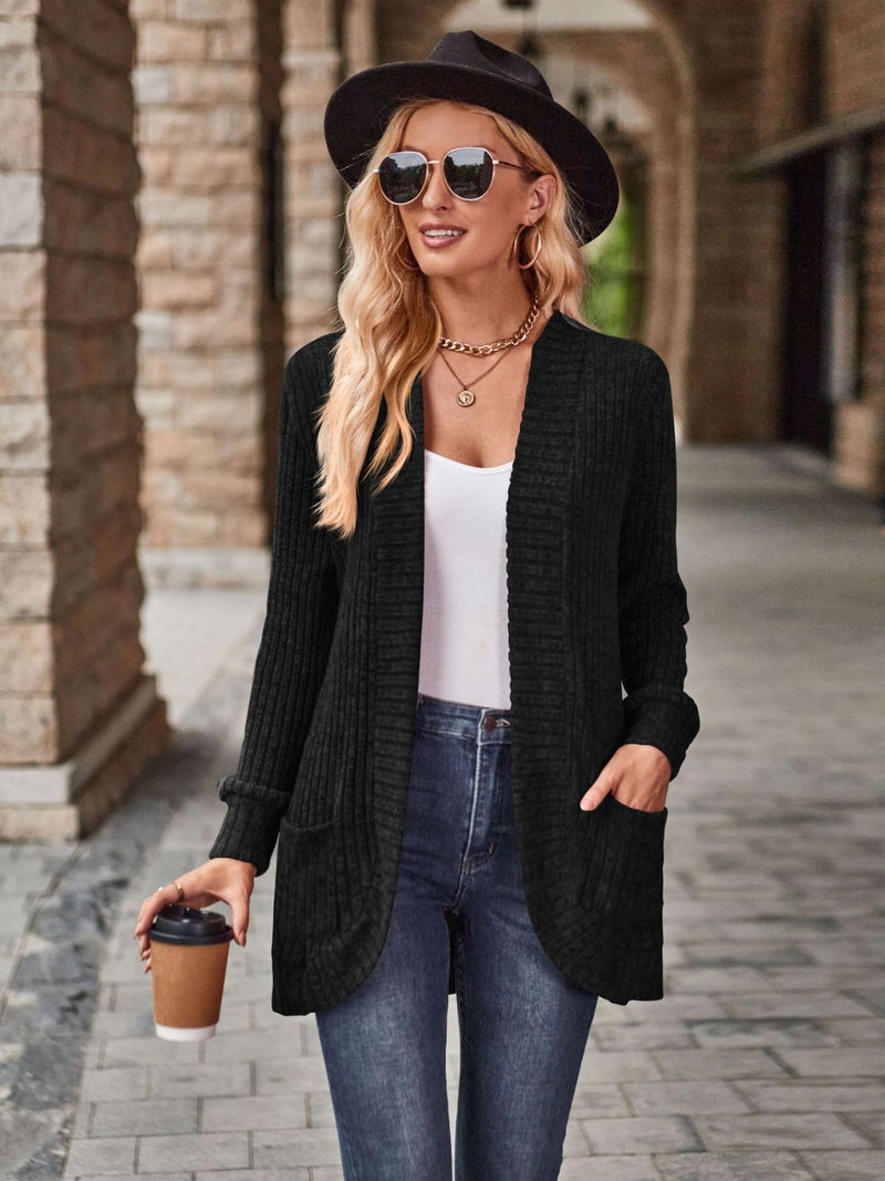 Kristina Open Front Cardigan with Pockets