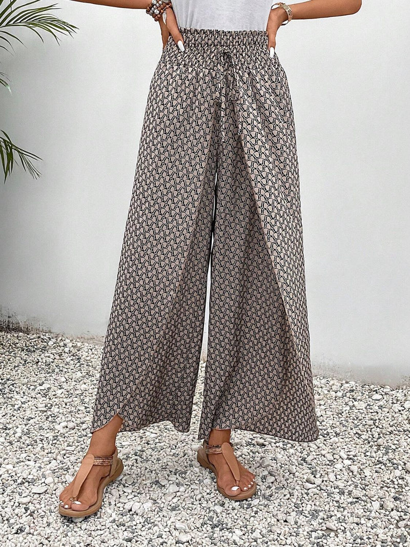 Tally Tied Printed Wide Leg Pants