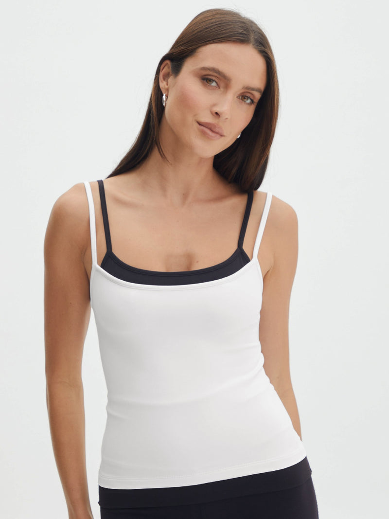 Brook Faux Layered Square Neck Cropped Cami