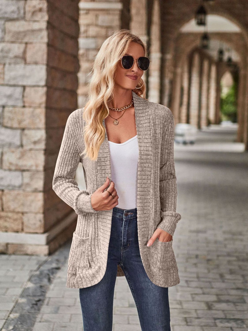 Kristina Open Front Cardigan with Pockets