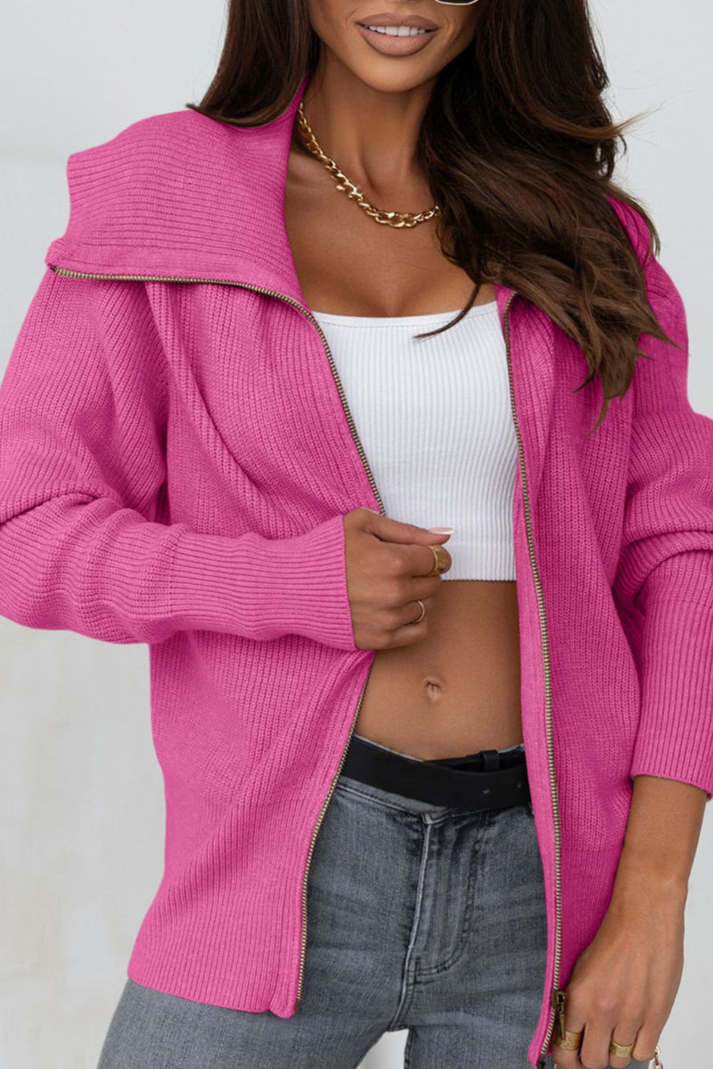 Zadie Zip Up Long Sleeve Cardigan