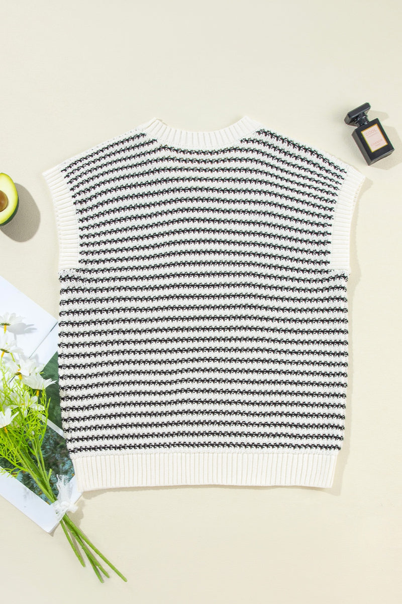 Sandy Striped Round Neck Sweater Vest