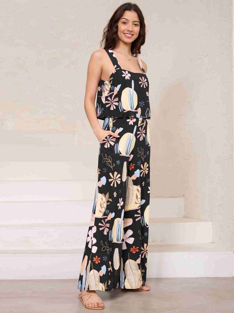 Adalee Printed Wide Strap Top and Pants Set