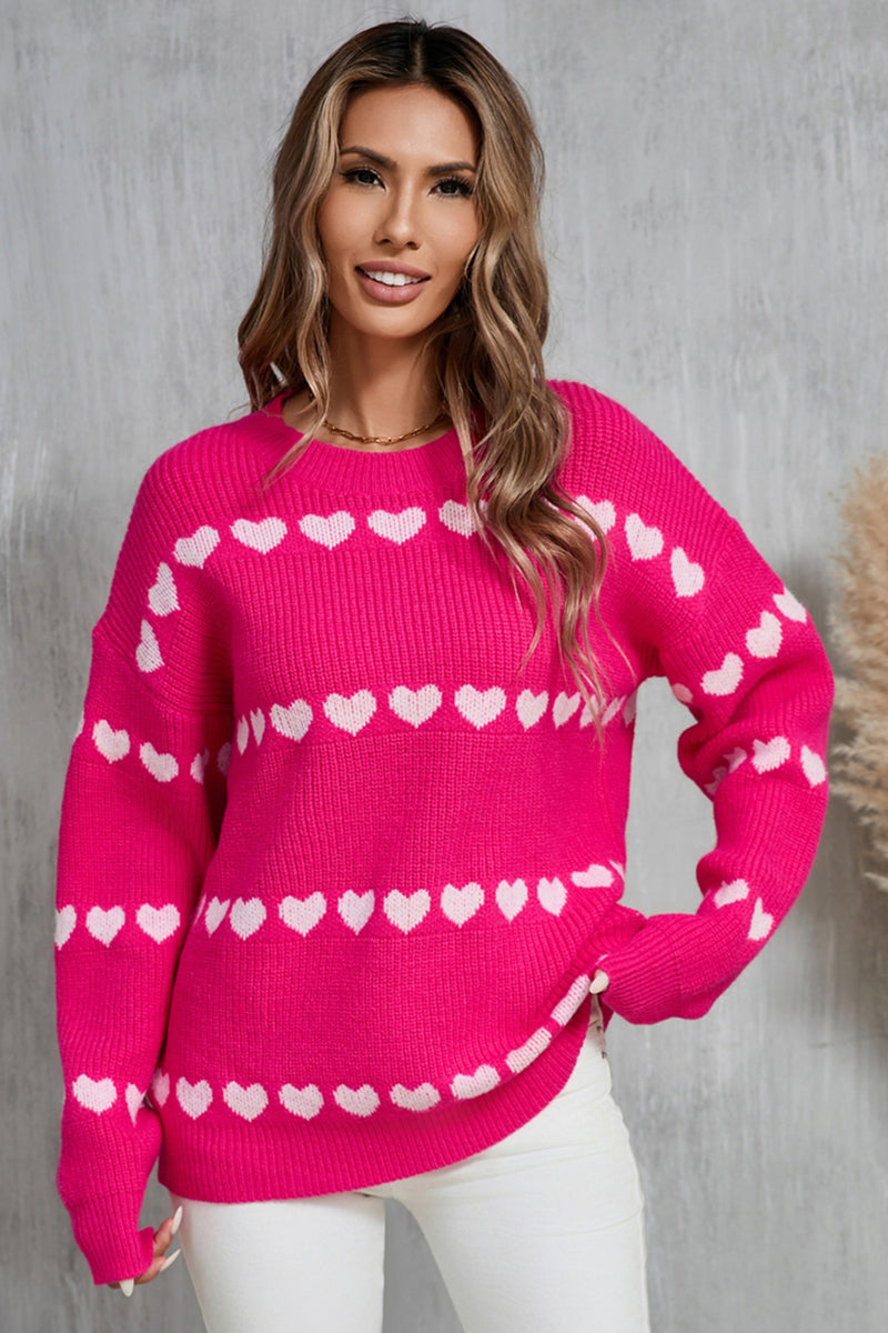 Charlie Heart Round Neck Long Sleeve Sweater