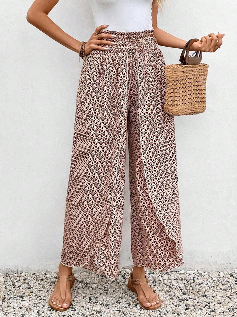 Tally Tied Printed Wide Leg Pants