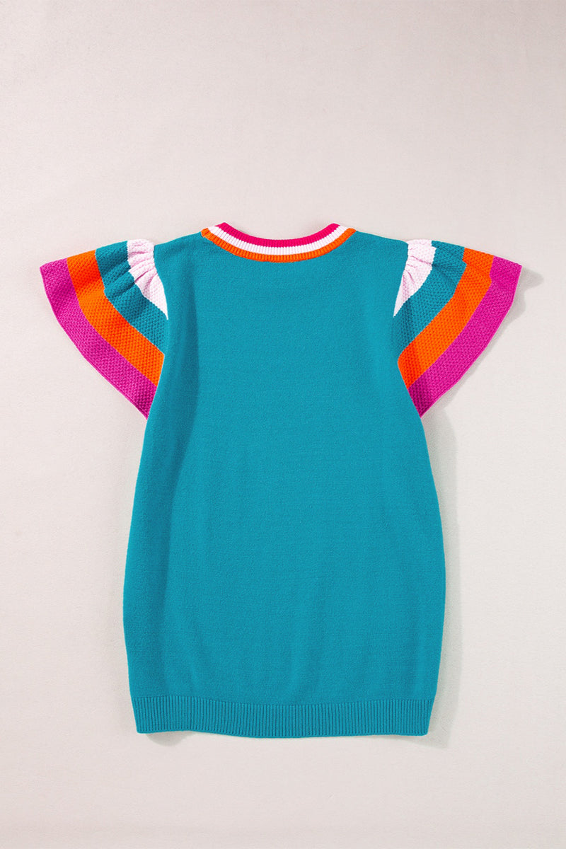 Blaire Color Block Round Neck Knit Top