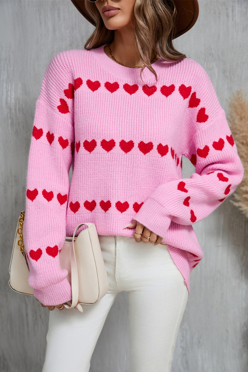 Charlie Heart Round Neck Long Sleeve Sweater