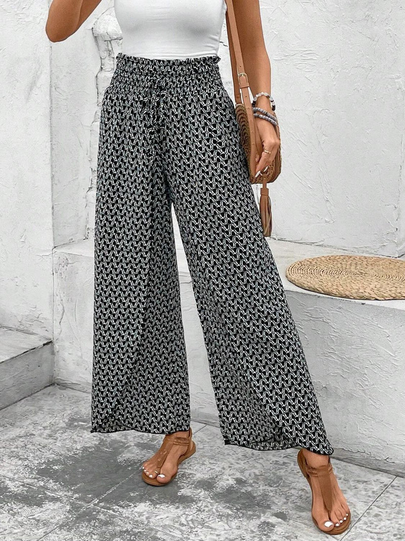 Tally Tied Printed Wide Leg Pants