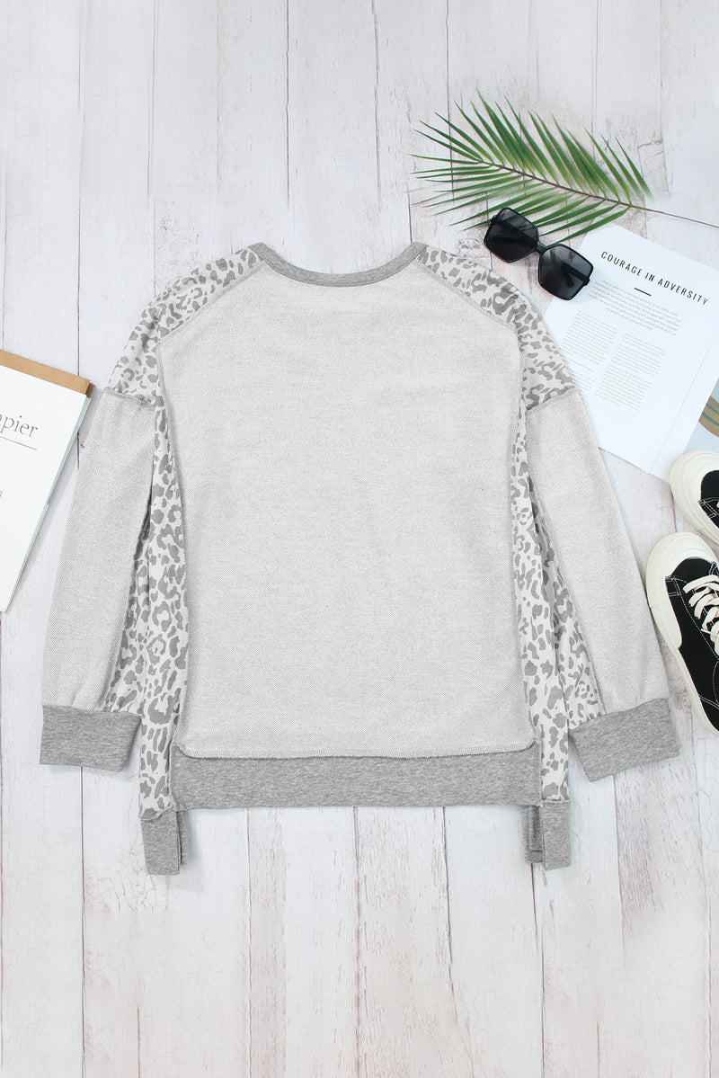 Tiffany Exposed Seam Leopard Long Sleeve Sweatshirt