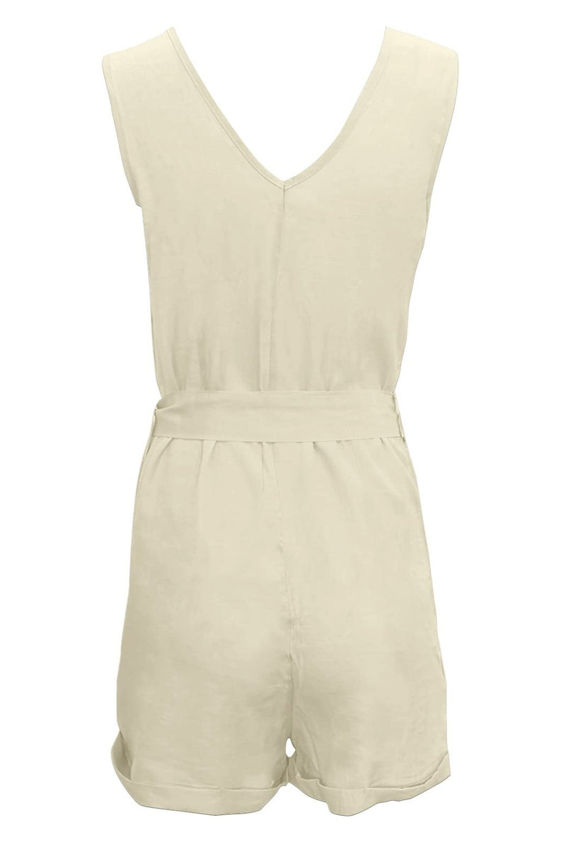 Holland Full Size Tied V-Neck Sleeveless Romper with Pockets